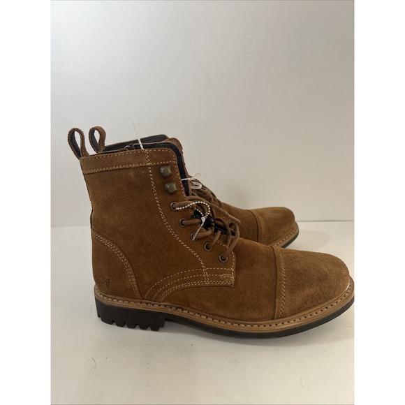 Frye Russell Mens Tan Leather Suede Cap Boots FR41606 Lace‎ Zip Up Sz 9 1/2 NEW main image 6